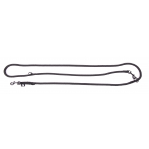 Multiposition dog lead - rounded nylon - black - 1,3 x 192 cm 