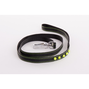 Dog nylon lead - Fluo Black  - black & yellow