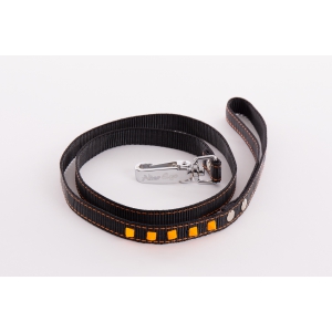 Dog nylon lead - Fluo Black  - black & orange