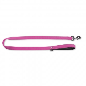 Dog lead - rounded nylon - rifle carabiner - pink