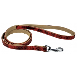 Laisse SULTANE - effet daim - strass - rouge -100x1.5cm
