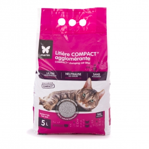 Litière agglomérante Compact+ pour chats et chatons 5L (x3) - Martin Sellier