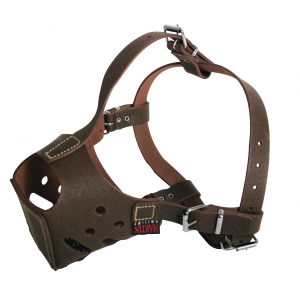 Muselière pour chien - Marron - spécial Amstaff et Rottweiler