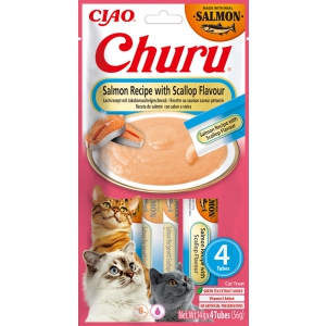 Purée CHURU au Saumon saveur Pétoncle pour Chat x12