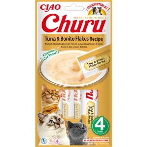Purée CHURU au thon et flocons de bonite pour Chat x12