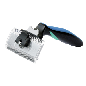 Rateau pour sous-poils et poil de mue avec tête pivotante et auto-nettoyante - Grand modèle - largeur de lame 7,5cm