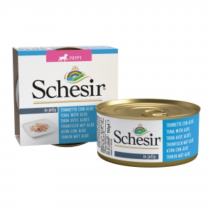 Schésir 10x150g Thon aloès  Chiot en gelée