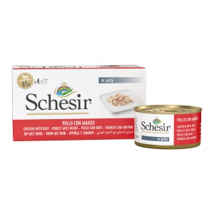 Schésir 4x85g Poulet boeuf Chien en gelée 