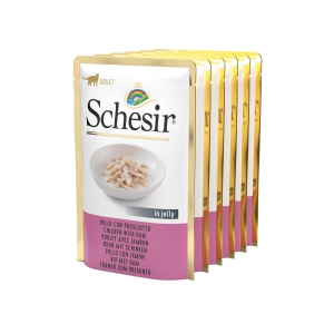 Schésir 6x85g Poulet jambon Sachets Chat en gelée 