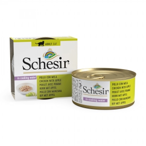 Schésir 14x75g Poulet pomme Chat avec des morceaux de fruits