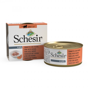 Schésir 14x75g Thon papaye Chat avec des morceaux de fruits