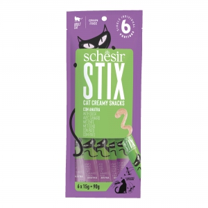 Schésir Stix - 6x15g - Mousse Crémeuse Pour Chats - Canard & Poulet x12