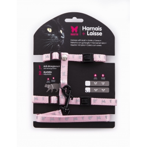 Set de Harnais et Laisse CHAT - Rose - Gris