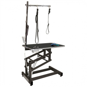 Table électrique à potence double avec plateau bois - Noir