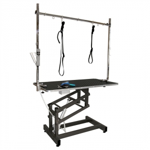 Table électrique à potence simple avec plateau bois - Noir