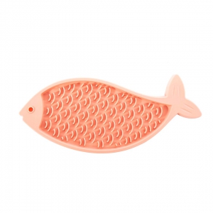 Tapis de léchage "poisson" silicone pour chat - rose