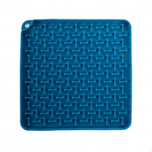 Tapis de léchage "carré" silicone pour chien et chat - bleu