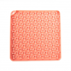 Tapis de léchage "carré" silicone pour chien et chat - rose
