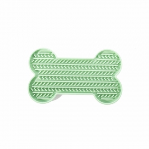 Tapis de léchage "os" silicone pour chien - vert