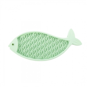 Tapis de léchage "poisson" silicone pour chat - vert