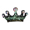 Barrette couronne strass vert et blanc 4cm