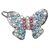 Barrette butterfly set with multicolored rhinestones 2.9cm