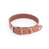 Necklace cognac leather cut franc and pink neon seam - FLASH - L.40 x l.1,8 x 29-37 cm