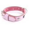 Collier en cuir rose pour chien - spécial bouledogue - larg 31mm Long 55cm