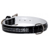 Collier pour chien en cuir "Pierre de Cristal" noir - Long 50cm x larg 2,5cm