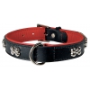 Collier pour chien motif Os - ext. NOIR int. ROUGE - 50x2.5cm