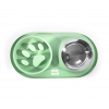 Gamelle "Anti-Glouton" vert en silicone et inox pour chien - 350mL
