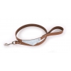 Miami straight cut leather leash and leather bandana - Blue Cognac