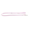 Pink leather lead for dogs - classic leather stitched with plate - W 12mm L 100cm