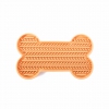 Tapis de léchage "os" silicone pour chien - jaune